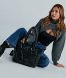 Arrive In Style Faux Leather Large Tote Bag