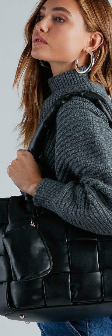 Arrive In Style Faux Leather Large Tote Bag