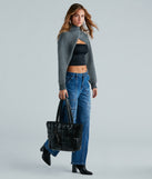 Arrive In Style Faux Leather Large Tote Bag