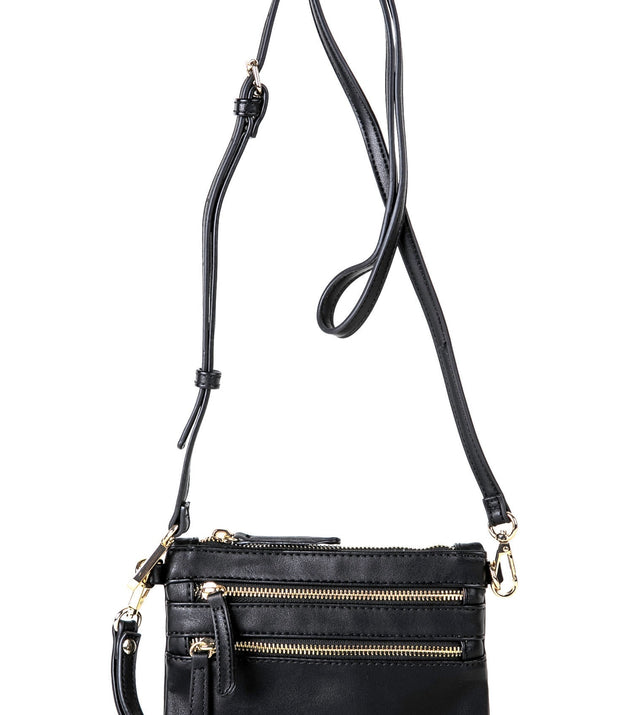Triple Zipper Crossbody Bag