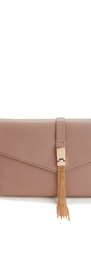 Metal Tassel Envelope Clutch