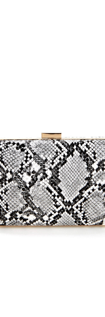 Box It Snake Print Clutch for 2022 festival outfits, festival dress, outfits for raves, concert outfits, and/or club outfits