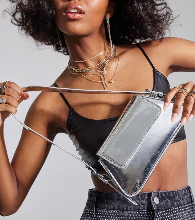 Forever Fab Reflective Chrome Shoulder Bag