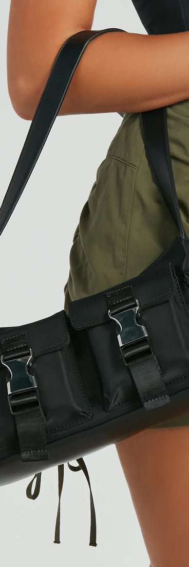 Trendsetter Vibe Buckle Strap Nylon Shoulder Bag