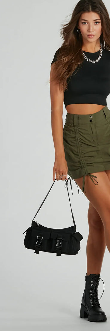 Trendsetter Vibe Buckle Strap Nylon Shoulder Bag