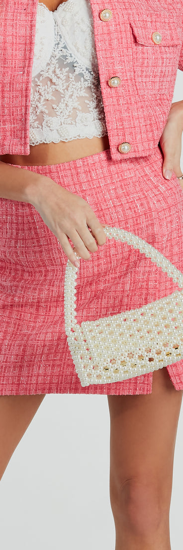 So Posh Faux Pearl Beaded Handbag