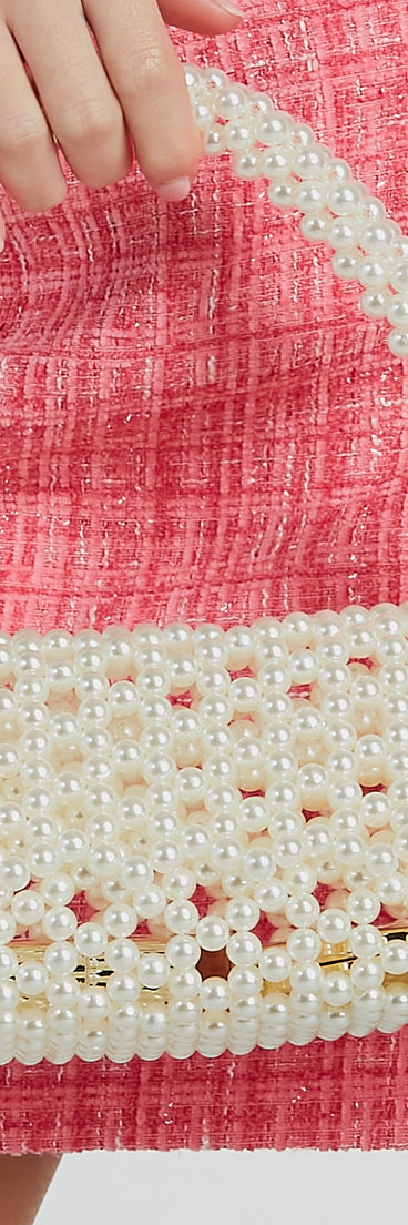 So Posh Faux Pearl Beaded Handbag