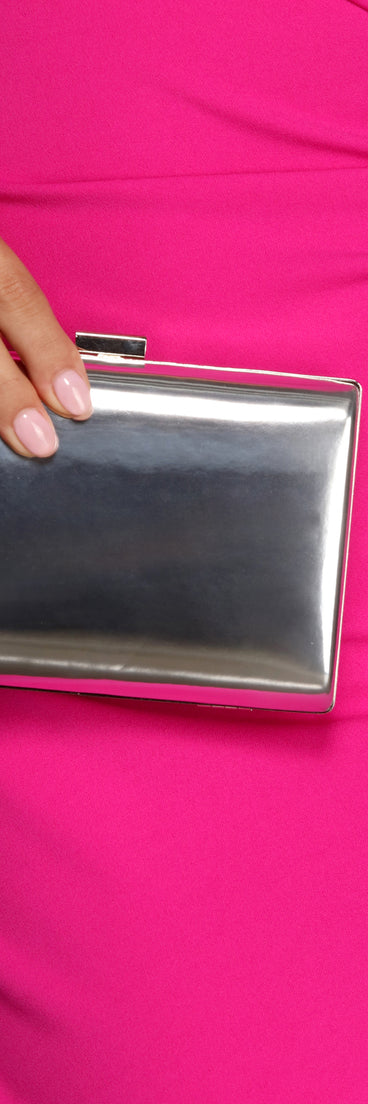 Chrome Chic Box Clutch