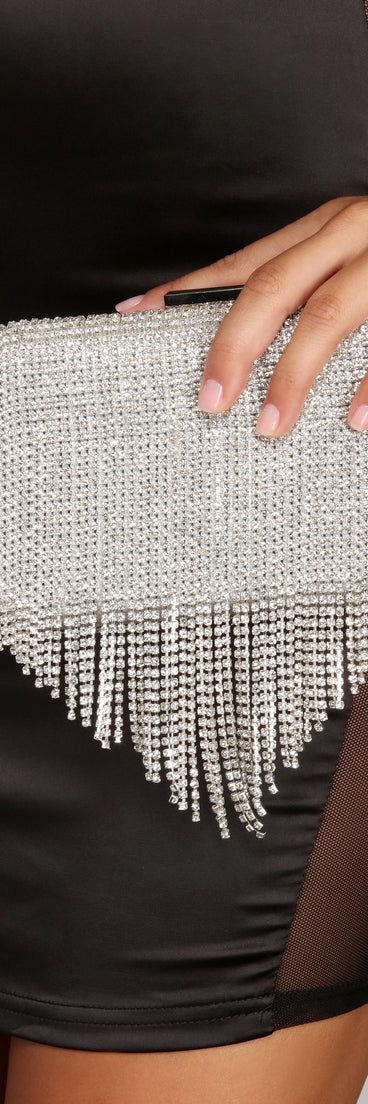 On The Fringe Rhinestone Clutch