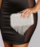 On The Fringe Rhinestone Clutch
