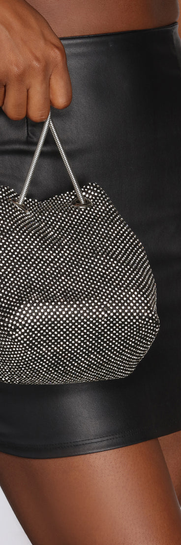 Rhinestone Mesh Bucket Bag