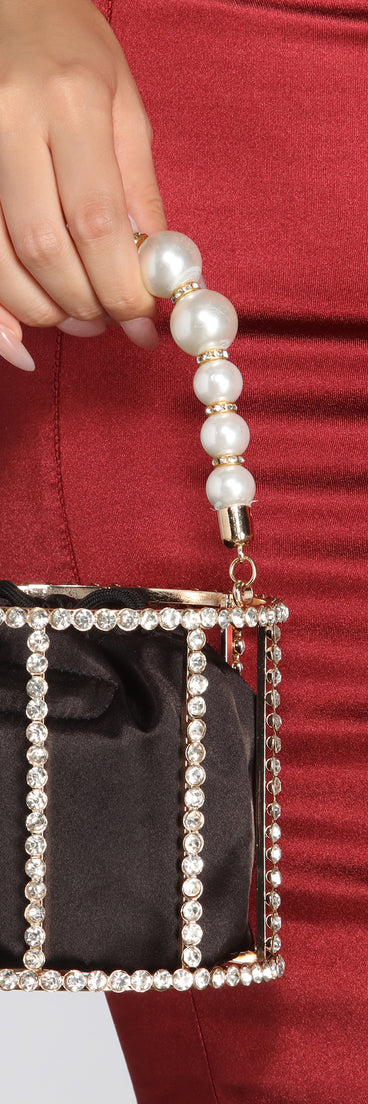 You Go Pearl Rhinestone And Pearl Basket Handbag