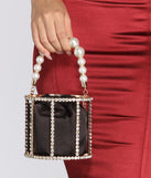 You Go Pearl Rhinestone And Pearl Basket Handbag
