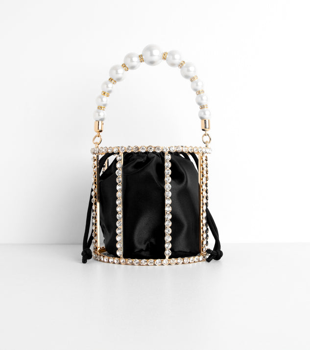 You Go Pearl Rhinestone And Pearl Basket Handbag