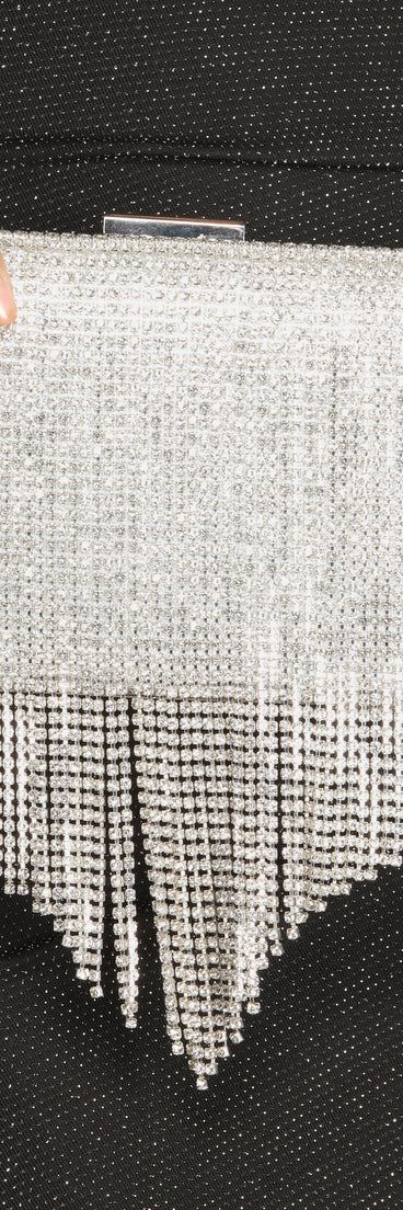Ready In Rhinestones Fringe Clutch