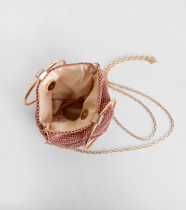 O-Ring Handle Rhinestone Mesh Purse