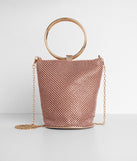 O-Ring Handle Rhinestone Mesh Purse