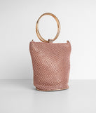 O-Ring Handle Rhinestone Mesh Purse