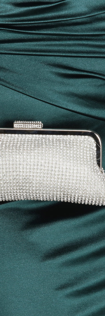 Way To Fame Rhinestone Mesh Clutch