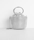 O-Ring Handle Rhinestone Bucket Purse