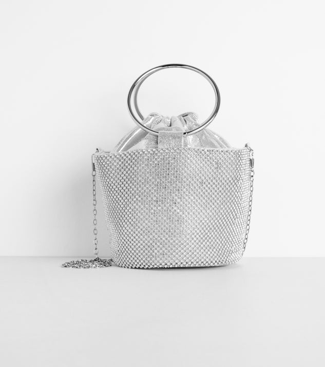 O-Ring Handle Rhinestone Bucket Purse