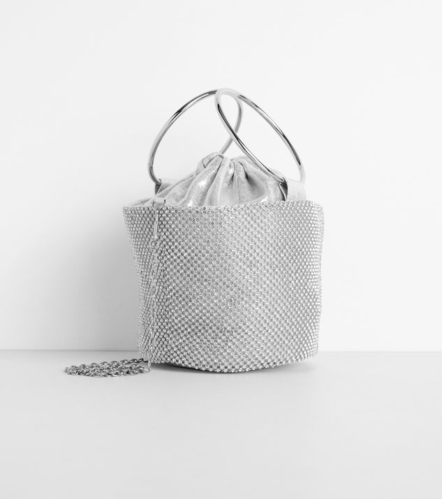 O-Ring Handle Rhinestone Bucket Purse