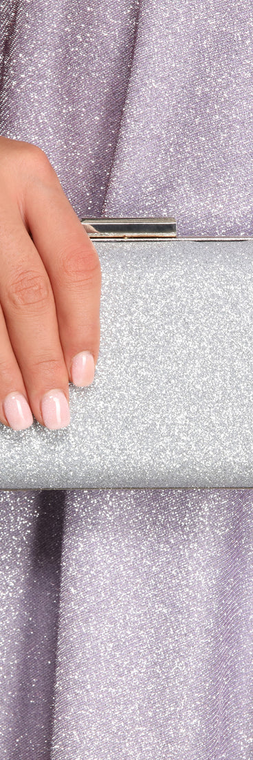 Rounded Glitter Mesh Clutch