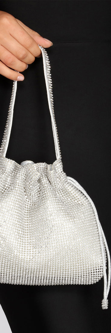 Keeping It Elegant Rhinestone Drawstring Clutch