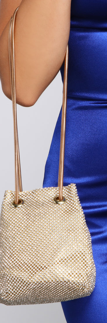 Mesmerizing Mesh And Rhinestone Bucket is the perfect Homecoming look pick with on-trend details to make the 2023 HOCO dance your most memorable event yet!