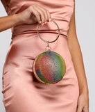 Rainbow Rhinestone Sphere Clutch