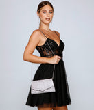 Bring The Bling Rhinestone Scalloped Trim Clutch