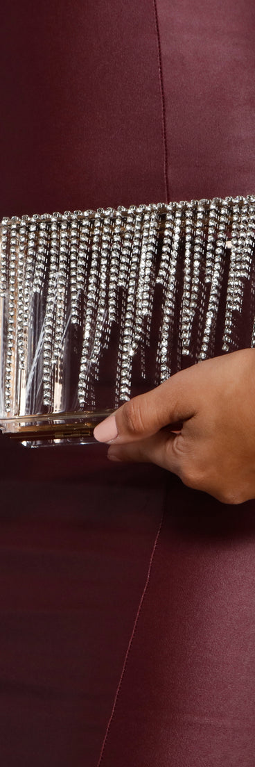 Chic Glamour Rhinestone Fringe Clutch