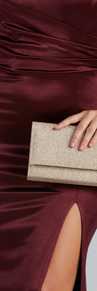 Glitter Mesh Foldover Clutch