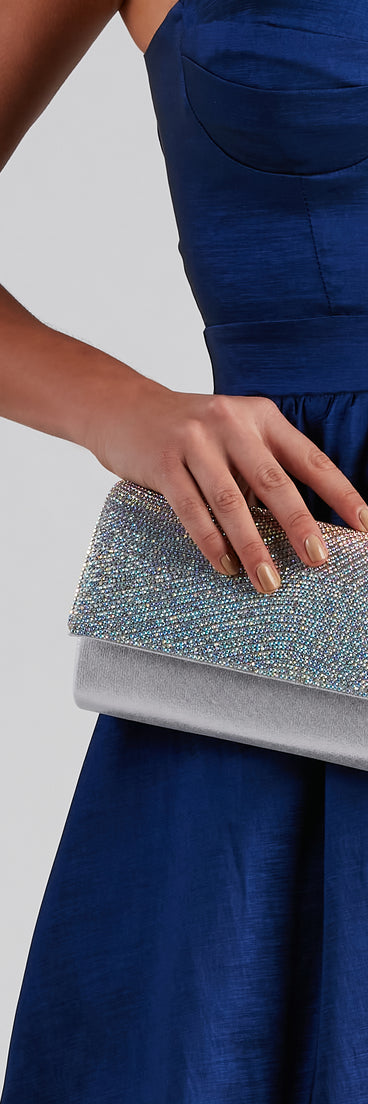 Keep Shining Rhinestone Flap Clutch
