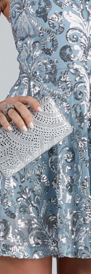 Glam Cheer Ring Clasp Box Clutch