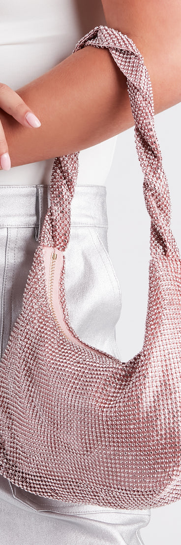 Flashy Vibes Rhinestone Mesh Shoulder Bag