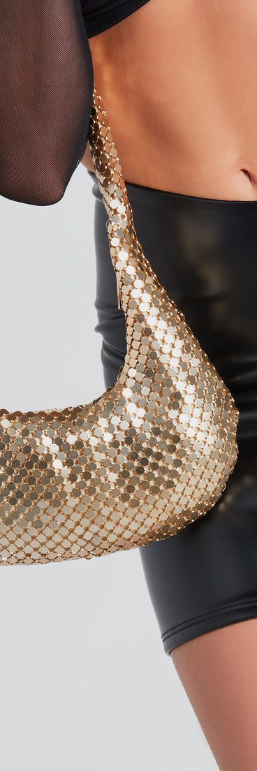 Bling On The Glam Metal Mesh Shoulder Bag