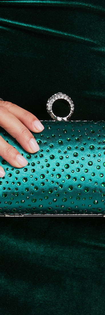 Special Moments Satin Rhinestone Box Clutch