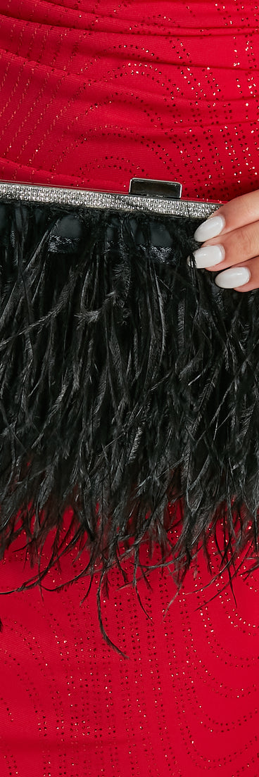 Envy Of The Night Marabou Rhinestone Clutch