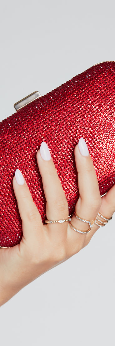 Icon Beauty Rhinestone Satin Box Clutch