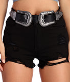 XL Floral Etched Double Buckle Belt is a trendy pick to create 2023 festival outfits, festival dresses, outfits for concerts or raves, and complete your best party outfits!