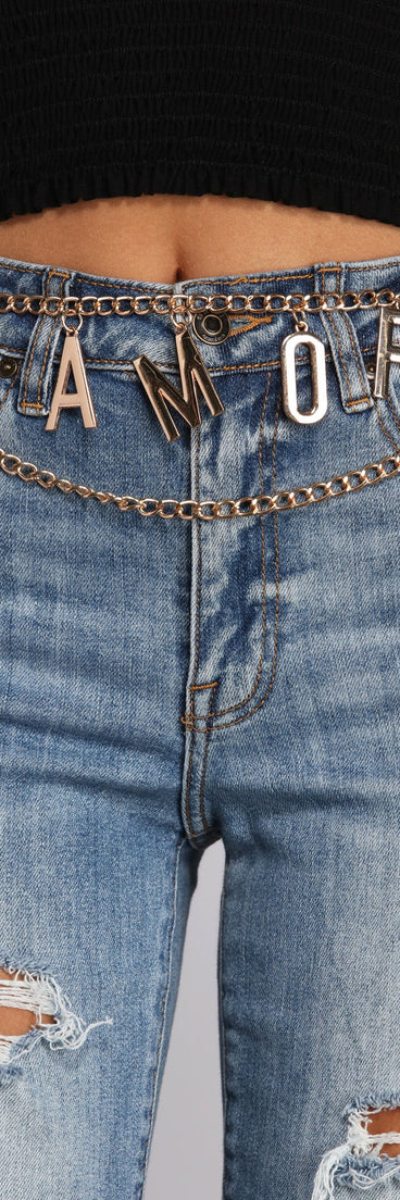 L'amore Chain Link Belt for 2022 festival outfits, festival dress, outfits for raves, concert outfits, and/or club outfits