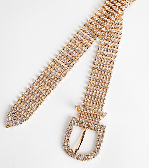 VINTAGE Gold Tone Adjustable Skinny Cocktail Belt w Mock Diamond Rhinestones XS Vintage Gold Bow Belt Rhinestone Statement Glam Cocktail M/L  main image 4