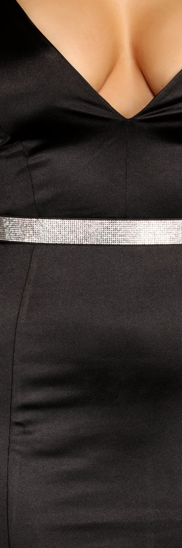 Rows Of Rhinestones Skinny Stretch Belt