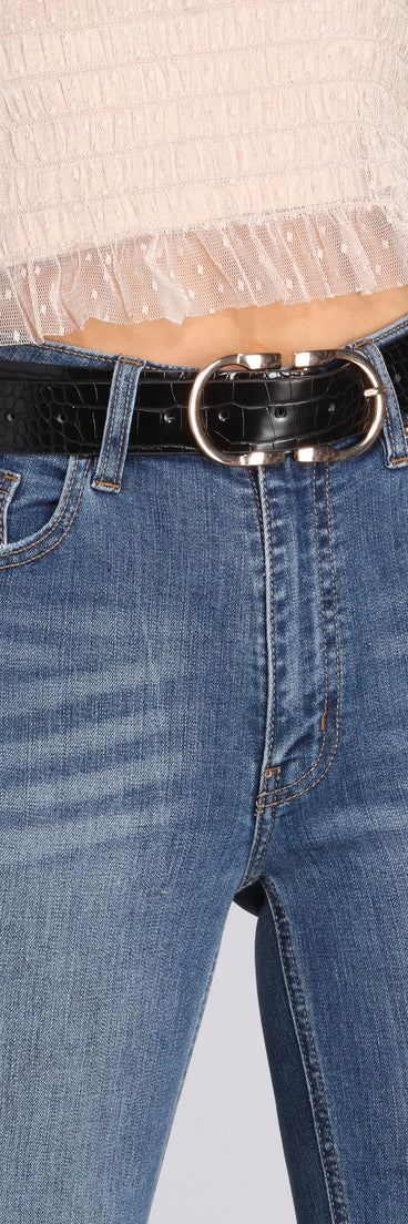 Double Up Croc Embossed Belt