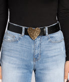 Hammered Heart Faux Leather Belt is a trendy pick to create 2023 festival outfits, festival dresses, outfits for concerts or raves, and complete your best party outfits!