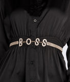 Straight Boss Rhinestone Belt for 2022 festival outfits, festival dress, outfits for raves, concert outfits, and/or club outfits