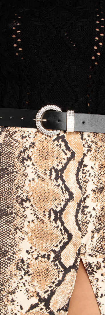 Touch Of Rhinestone Faux Leather Belt for 2022 festival outfits, festival dress, outfits for raves, concert outfits, and/or club outfits