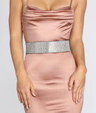 Faux Leather Stretch Rhinestone Belt