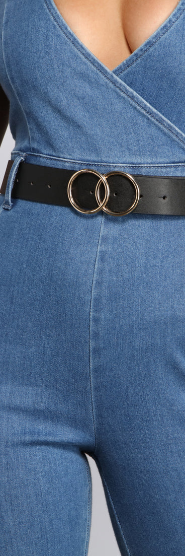 Double O-Ring Faux Leather Belt is a trendy pick to create 2023 festival outfits, festival dresses, outfits for concerts or raves, and complete your best party outfits!